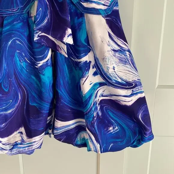 Samuel Dong Blue Purple Swirl Bubble Dress sz XS - Picture 6 of 7
